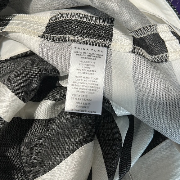 Trina Turk Netti Parasol Striped Black & White Trouser Pants Sz 4 - Picture 6 of 6